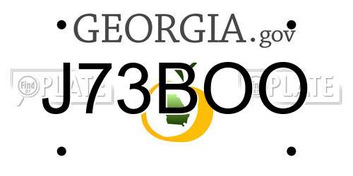 J73BOO Georgia License Plate