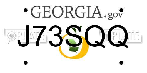 J73SQQ Georgia License Plate