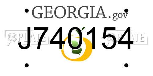 J740154 Georgia License Plate