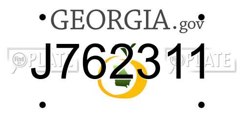 J762311 Georgia License Plate
