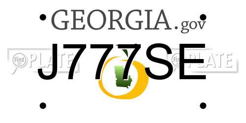 J777SE Georgia License Plate