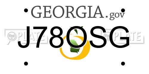 J78OSG Georgia License Plate