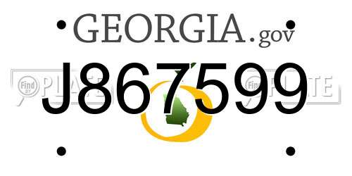 J867599 Georgia License Plate
