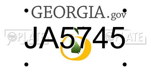 JA5745 Georgia License Plate