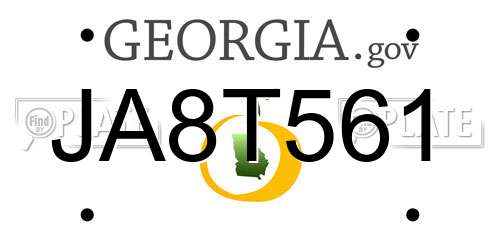 JA8T561 Georgia License Plate