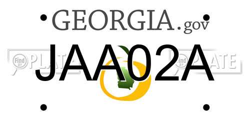 JAA02A Georgia License Plate