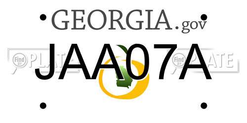 JAA07A Georgia License Plate