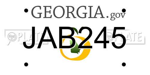 JAB245 Georgia License Plate
