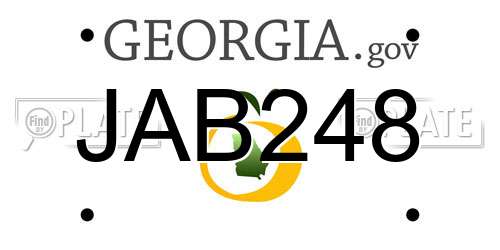 JAB248 Georgia License Plate
