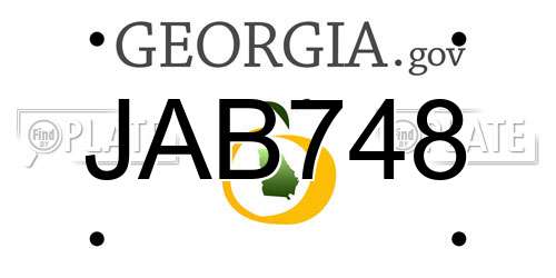 JAB748 Georgia License Plate