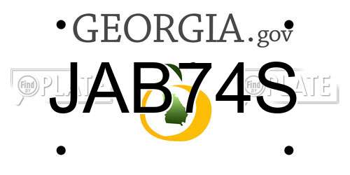 JAB74S Georgia License Plate