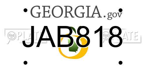 JAB818 Georgia License Plate