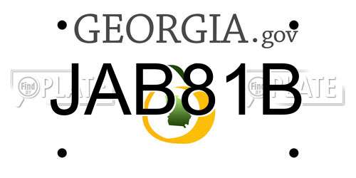 JAB81B Georgia License Plate