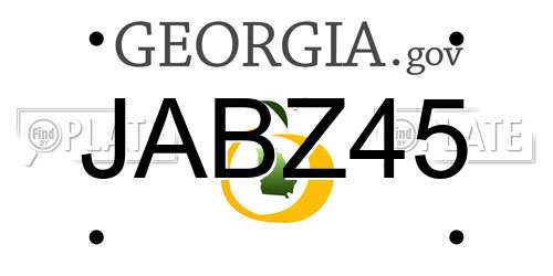 JABZ45 Georgia License Plate
