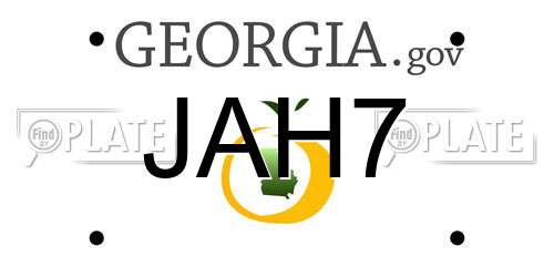 JAH7 Georgia License Plate