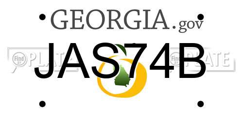 JAS74B Georgia License Plate