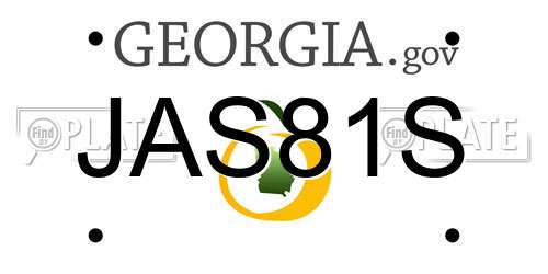 JAS81S Georgia License Plate