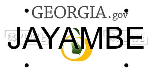 JAYAMBE Georgia License Plate