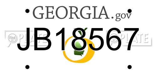JB18567 Georgia License Plate