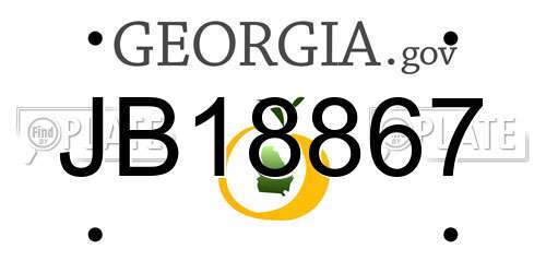 JB18867 Georgia License Plate