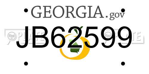JB62599 Georgia License Plate