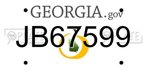 JB67599 Georgia License Plate