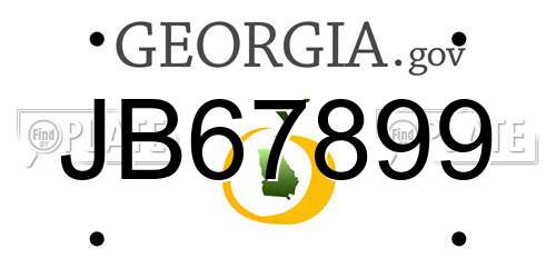JB67899 Georgia License Plate