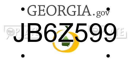 JB6Z599 Georgia License Plate