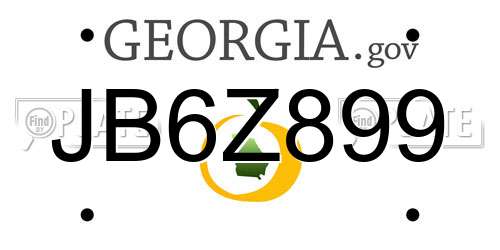 JB6Z899 Georgia License Plate