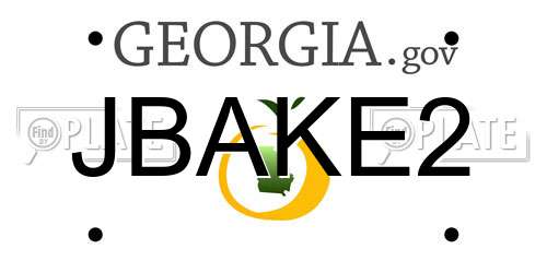 JBAKE2 Georgia License Plate