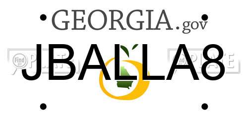 JBALLA8 Georgia License Plate