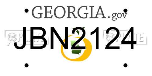 JBN2124 Georgia License Plate
