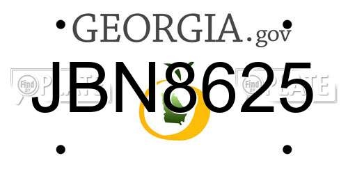 JBN8625 Georgia License Plate