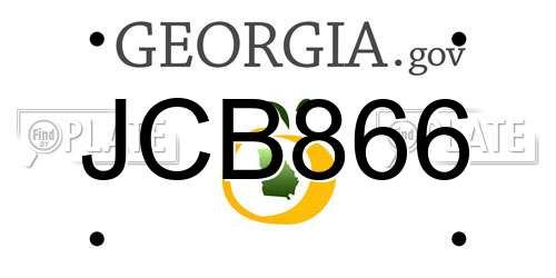 JCB866 Georgia License Plate