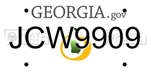 JCW9909 Georgia License Plate