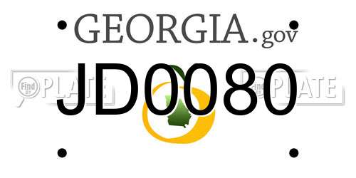 JD0080 Georgia License Plate
