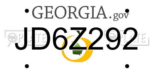 JD6Z292 Georgia License Plate