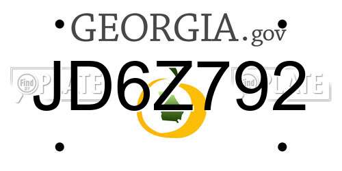 JD6Z792 Georgia License Plate