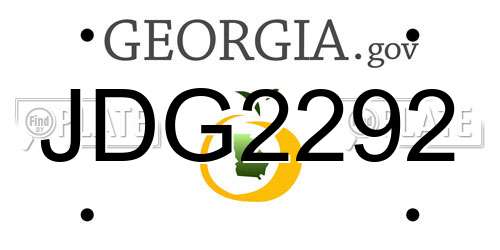 JDG2292 Georgia License Plate