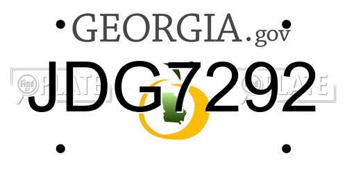 JDG7292 Georgia License Plate
