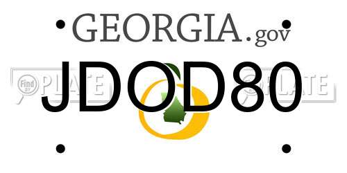 JDOD80 Georgia License Plate