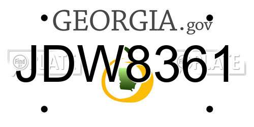 JDW8361 Georgia License Plate