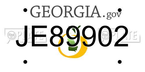 JE89902 Georgia License Plate