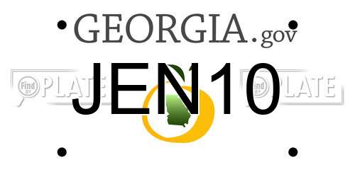 JEN10 Georgia License Plate