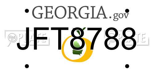 JFT8788 Georgia License Plate