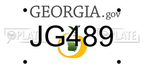 JG489 Georgia License Plate