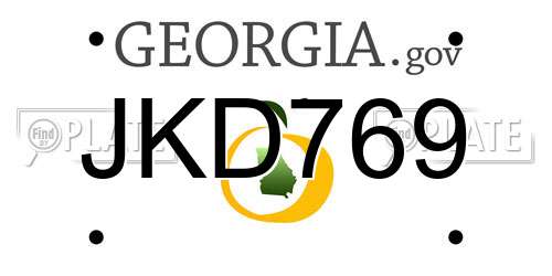 JKD769 Georgia License Plate