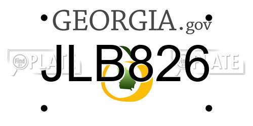 JLB826 Georgia License Plate