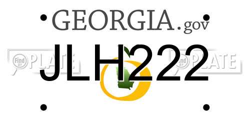 JLH222 Georgia License Plate