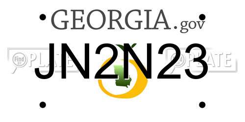 JN2N23 Georgia License Plate